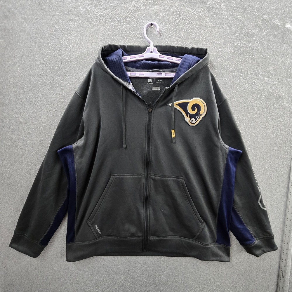 Los Angeles Rams Men Hoodie 2XL Gray Embroidered Nike Fleece Team Logo